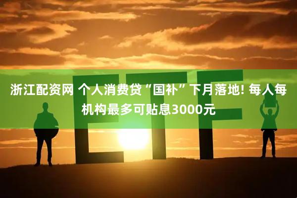 浙江配资网 个人消费贷“国补”下月落地! 每人每机构最多可贴息3000元