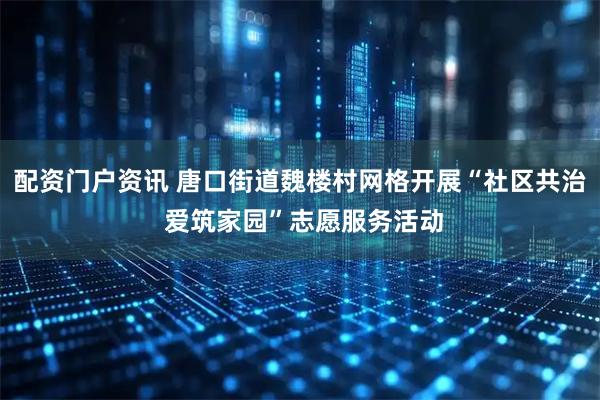 配资门户资讯 唐口街道魏楼村网格开展“社区共治 爱筑家园”志愿服务活动